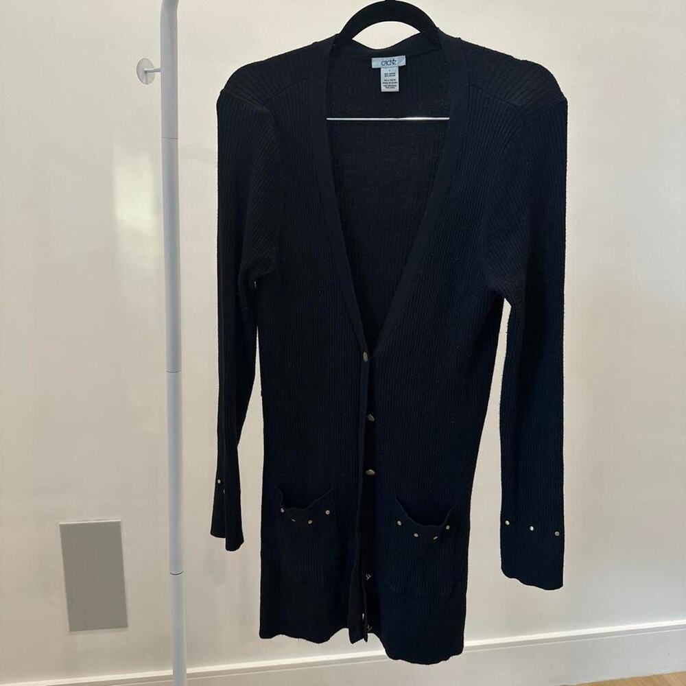 Cache black ribbed knit cardigan